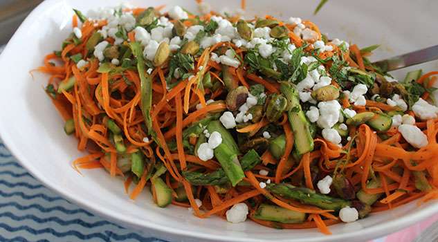 Shaved Carrot and Asparagus Salad with Goat Cheese, Mint, and ...